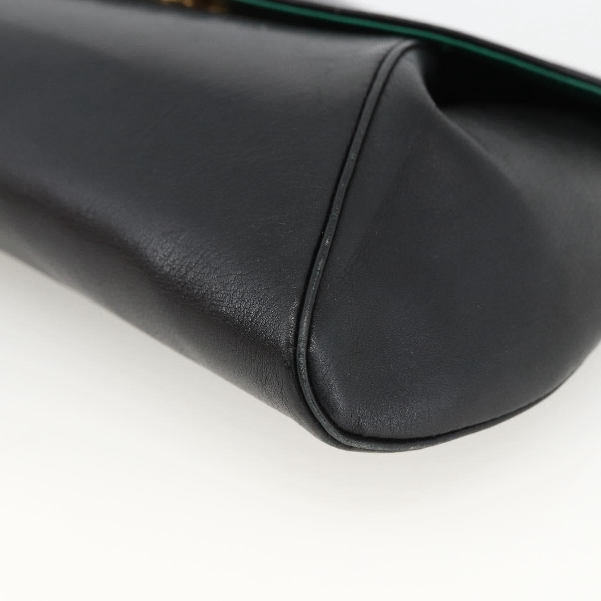 CARTIER Pouch Clutch Bag Leather set Black Gold Auth bs33557