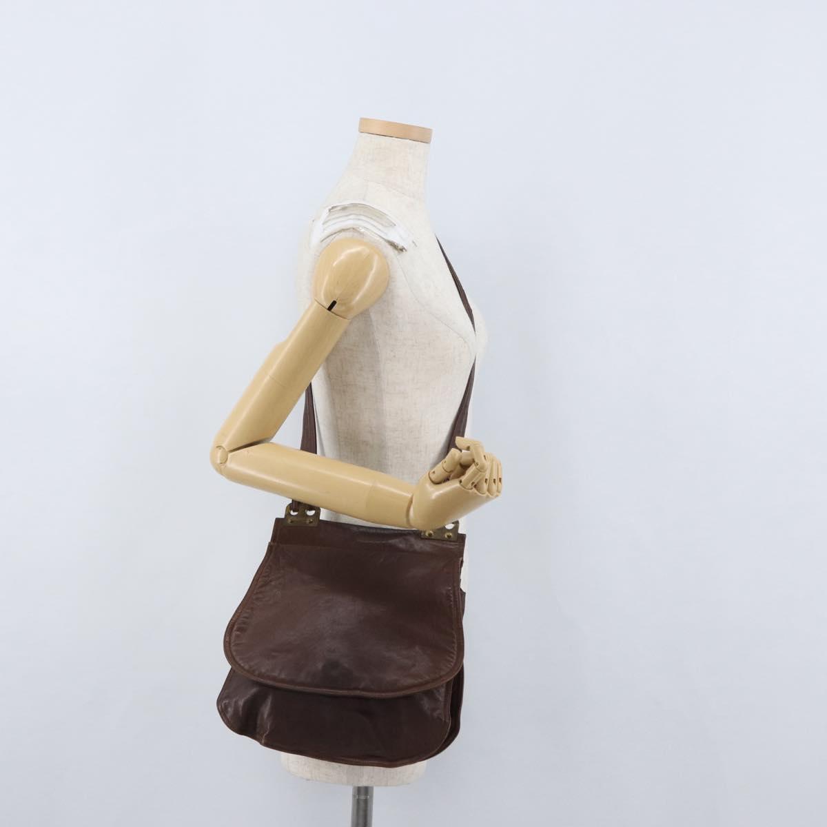 BOTTEGA VENETA Shoulder Bag Leather Brown Auth bs33558