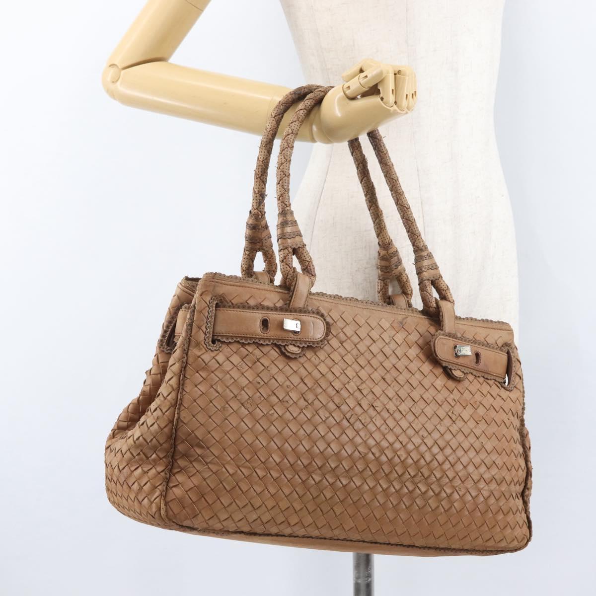 BOTTEGA VENETA Hand Bag Leather Brown Auth bs33559