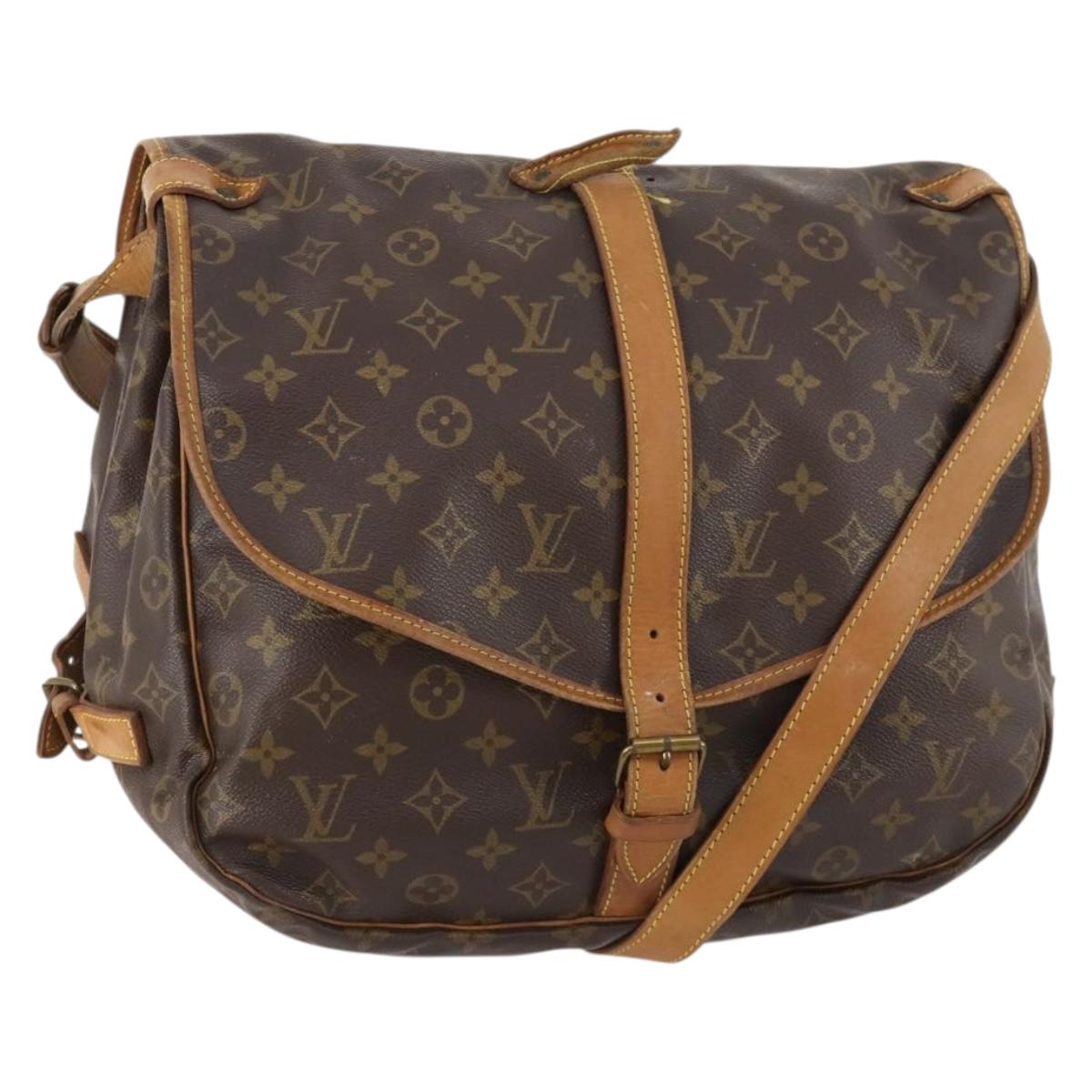LOUIS VUITTON Monogram Saumur 35 Shoulder Bag M42254 LV Auth bs33561