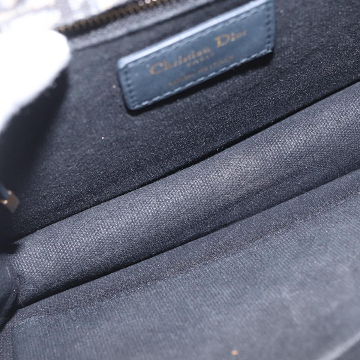 Christian Dior Trotter Canvas Oblique Shoulder Bag Navy Gold Auth bs33570