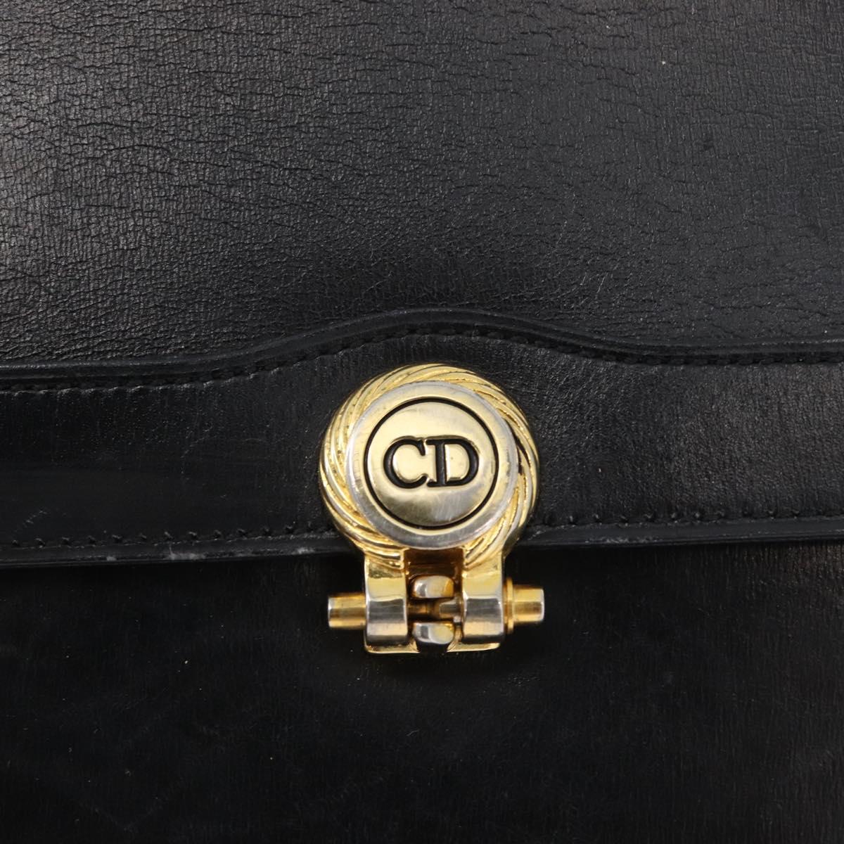 Christian Dior Shoulder Bag Leather Black Gold Auth bs33572