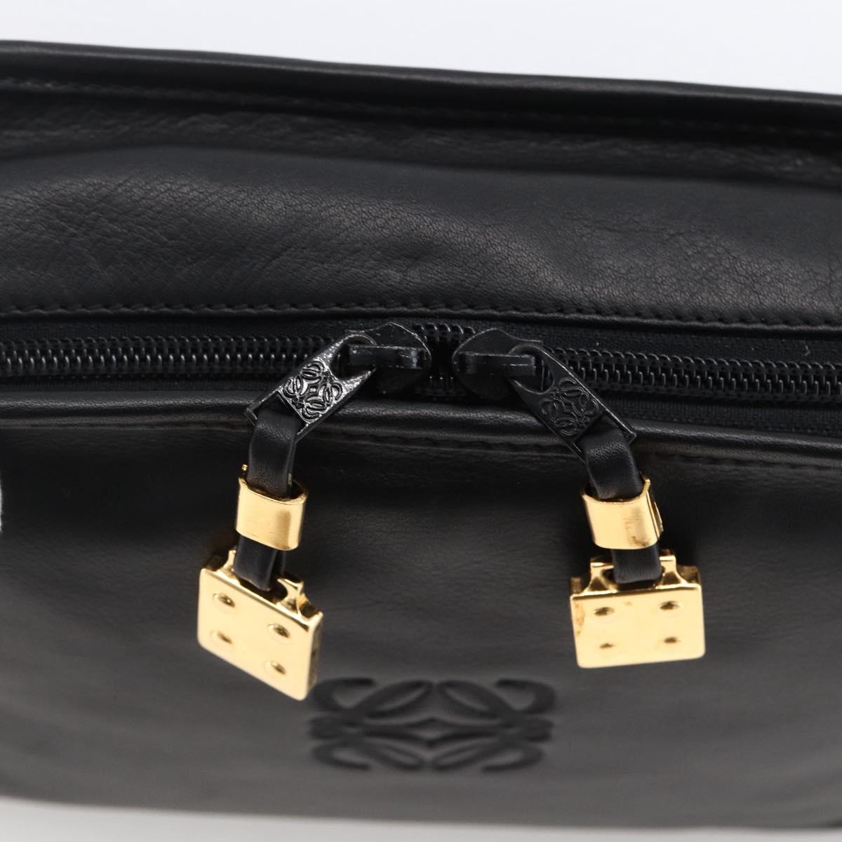 LOEWE Pouch Leather Black Gold Auth bs33573V