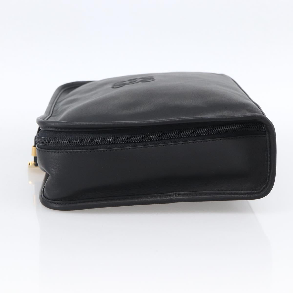 LOEWE Pouch Leather Black Gold Auth bs33573V