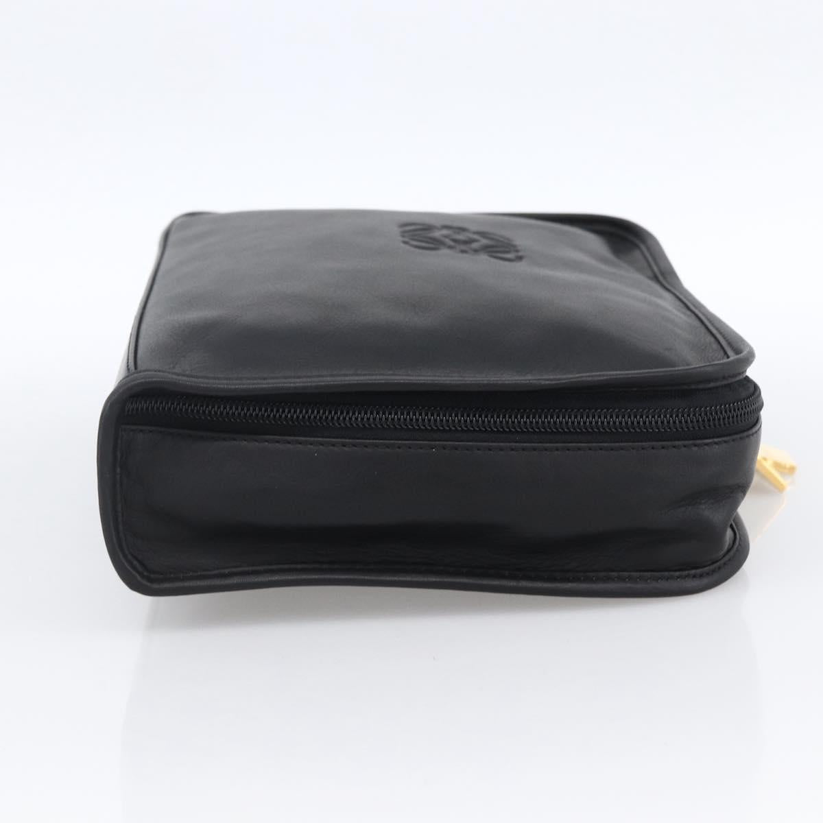 LOEWE Pouch Leather Black Gold Auth bs33573V