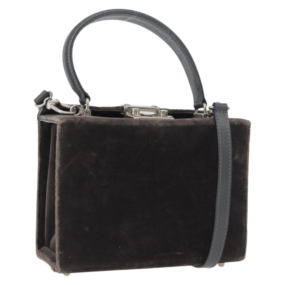 FENDI Shoulder Bag Velor Gray Silver Auth bs33575