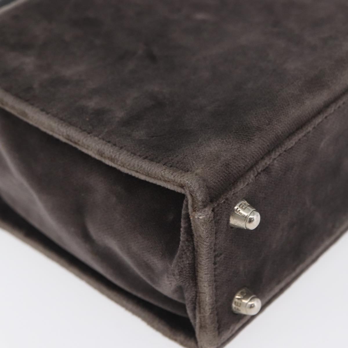 FENDI Shoulder Bag Velor Gray Silver Auth bs33575