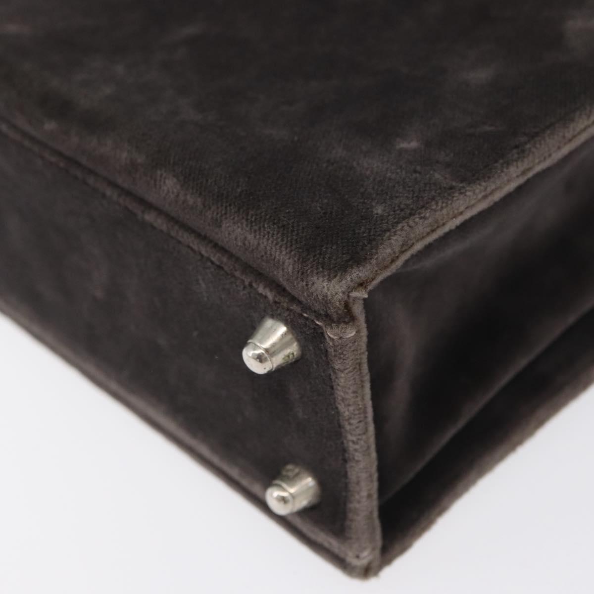 FENDI Shoulder Bag Velor Gray Silver Auth bs33575