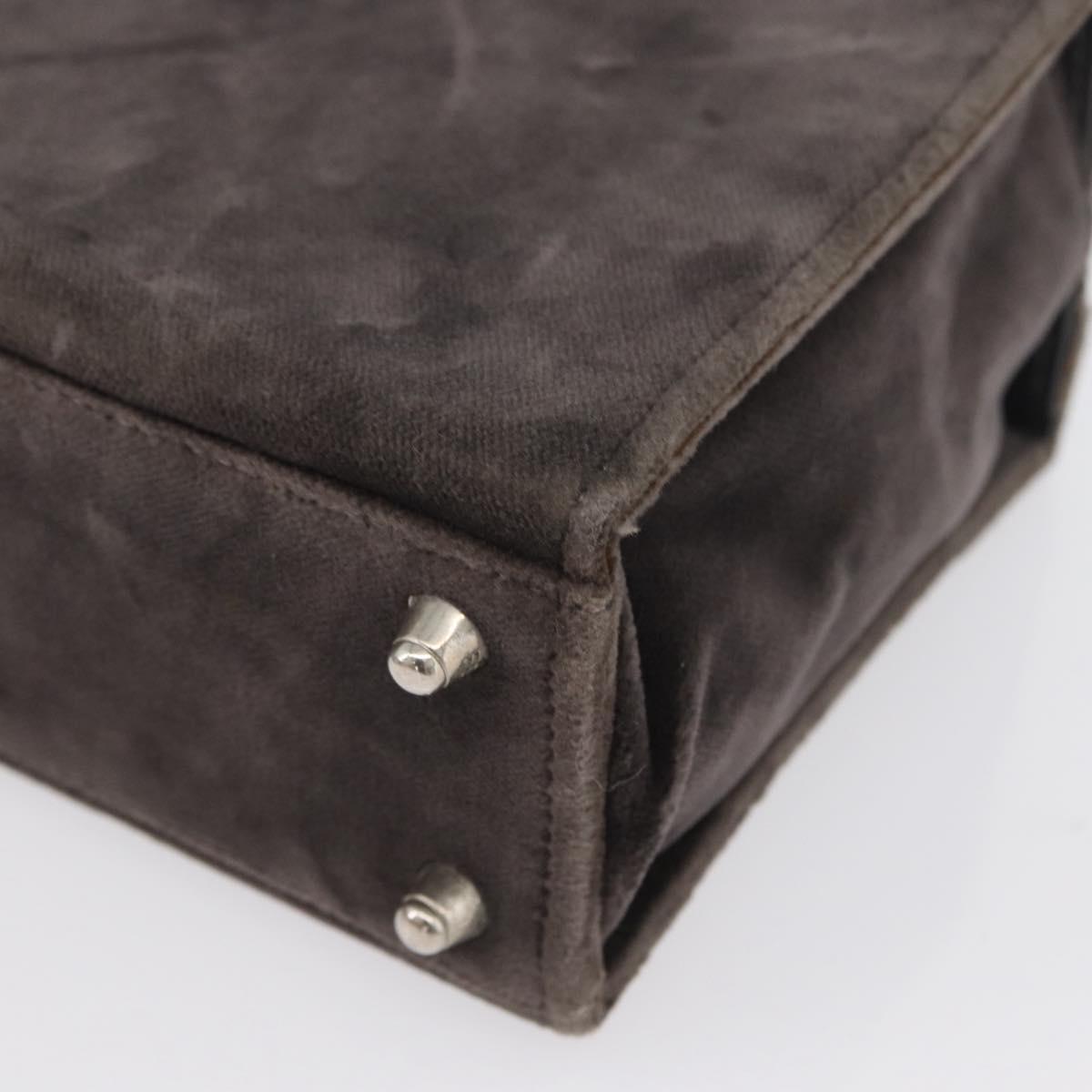 FENDI Shoulder Bag Velor Gray Silver Auth bs33575