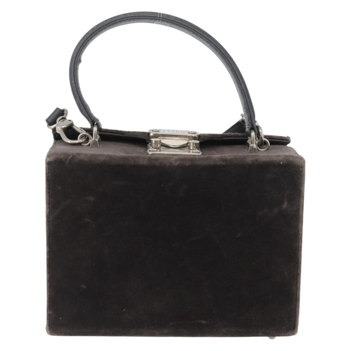 FENDI Shoulder Bag Velor Gray Silver Auth bs33575