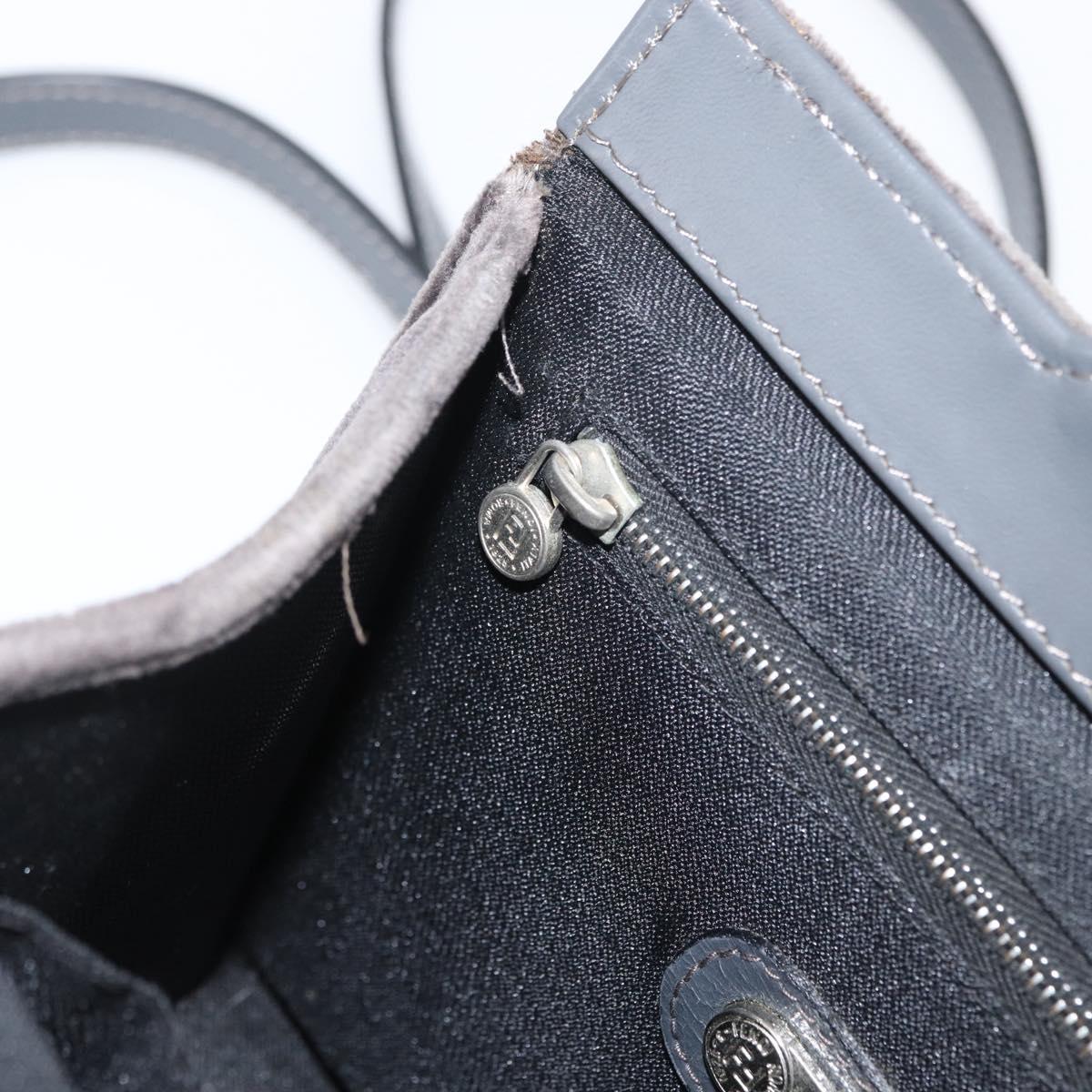 FENDI Shoulder Bag Velor Gray Silver Auth bs33575