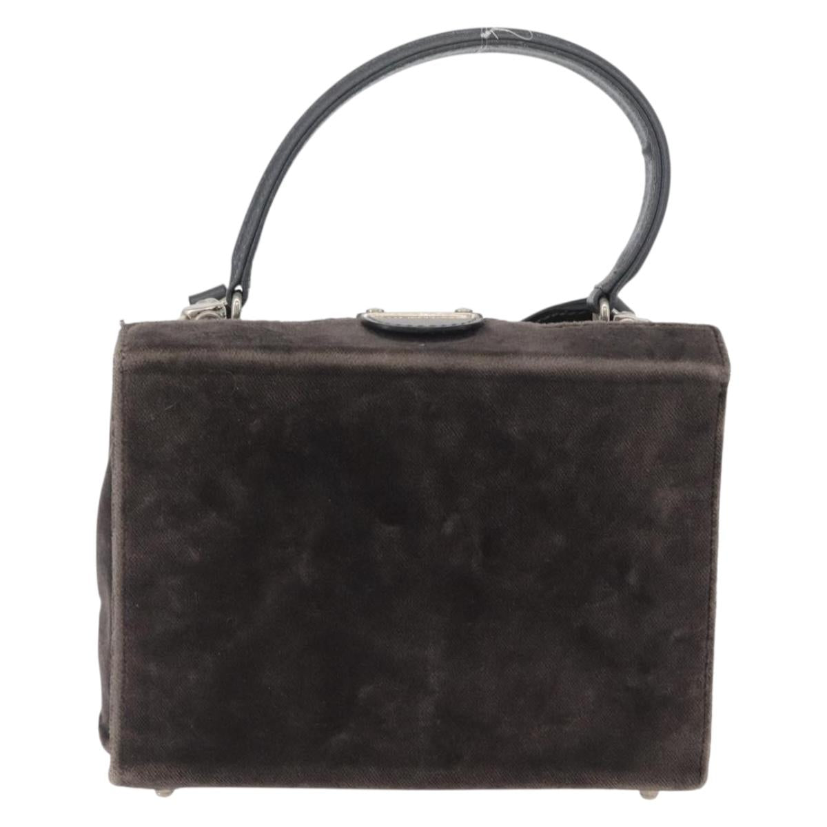 FENDI Shoulder Bag Velor Gray Silver Auth bs33575