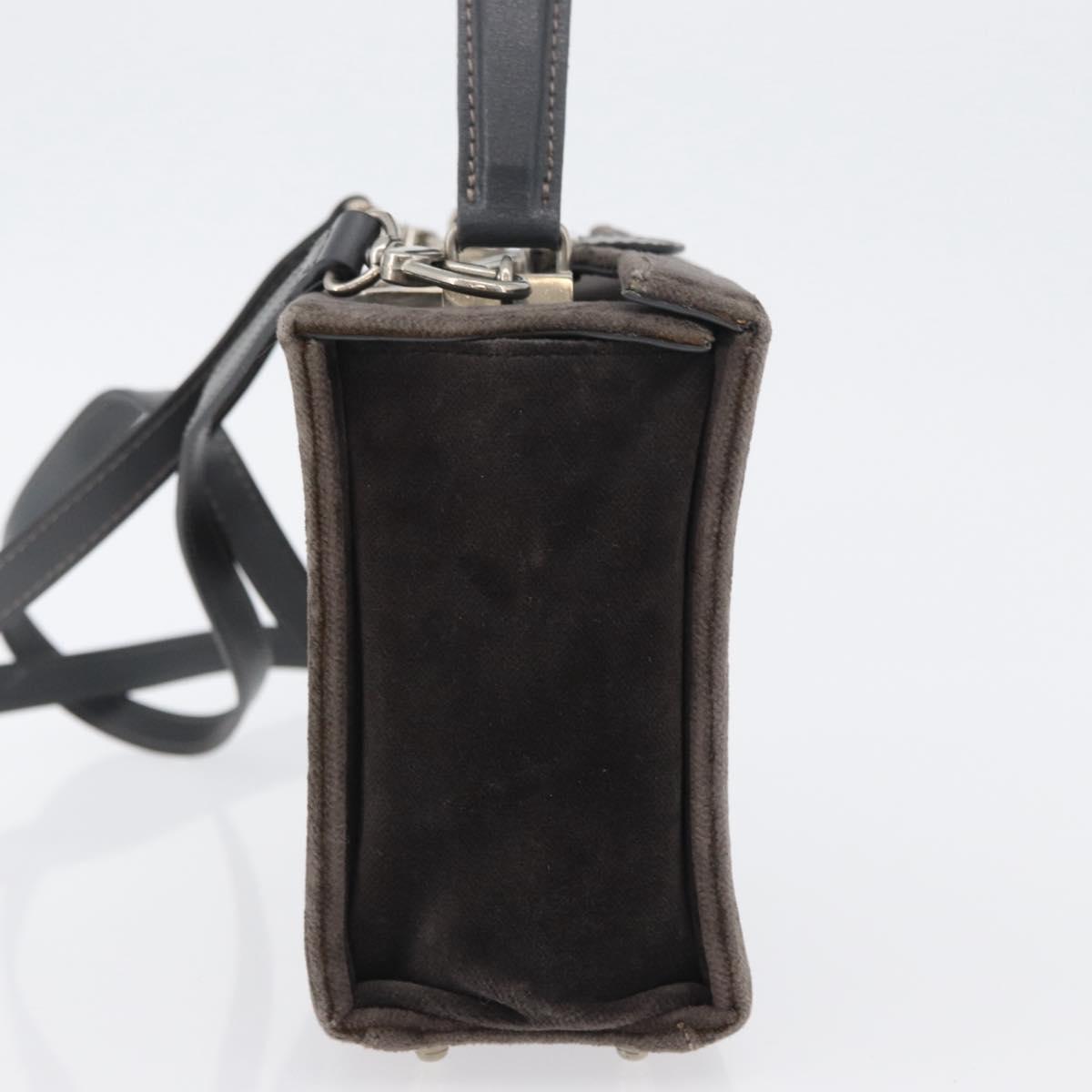 FENDI Shoulder Bag Velor Gray Silver Auth bs33575