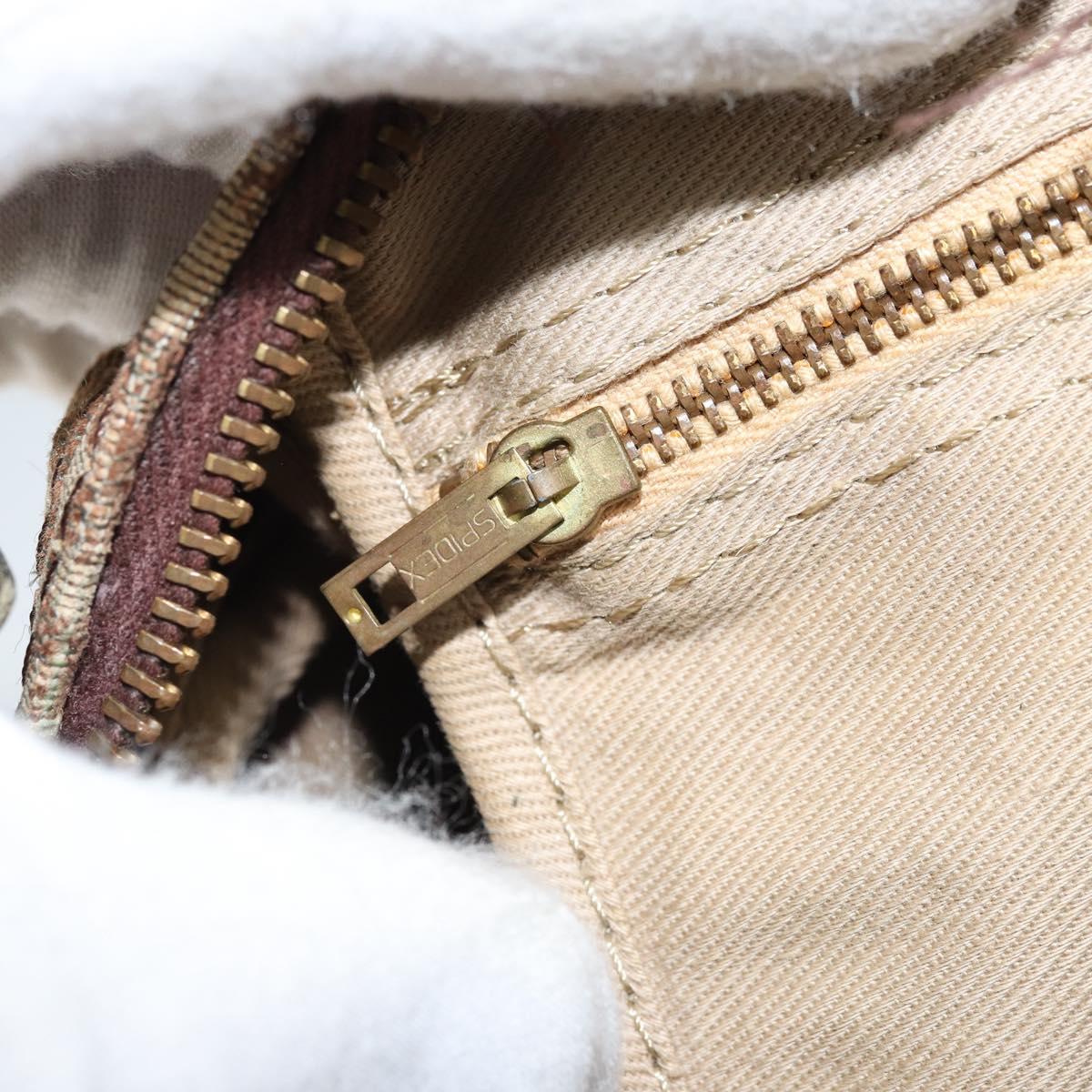 Christian Dior Trotter Canvas Boston Bag Brown Gold Auth bs33577