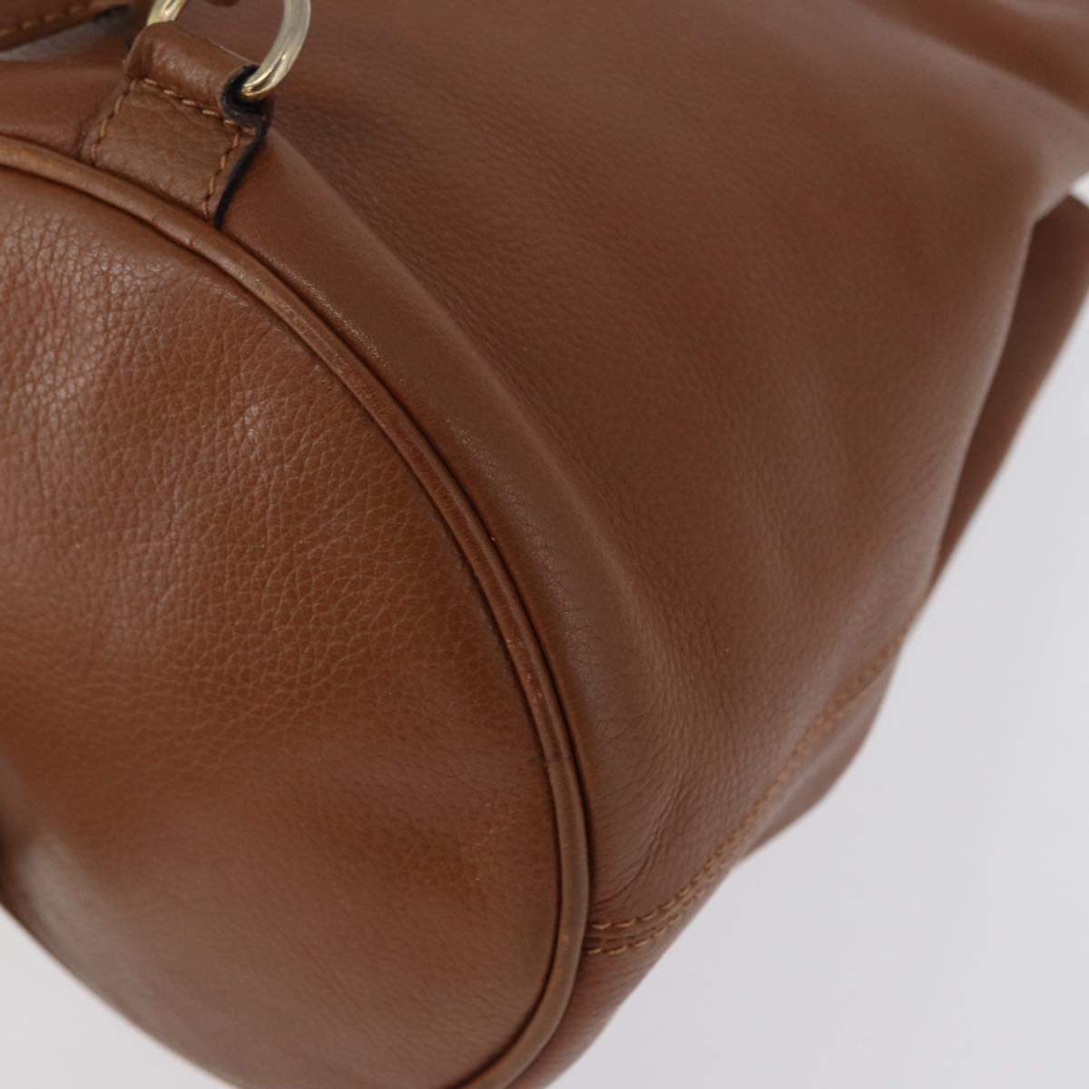 CELINE Body Bag Leather Brown Gold Auth bs33578
