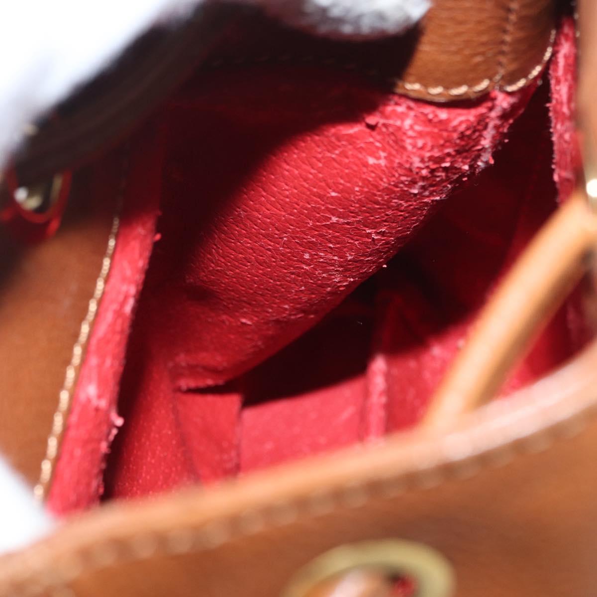 CELINE Body Bag Leather Brown Gold Auth bs33578