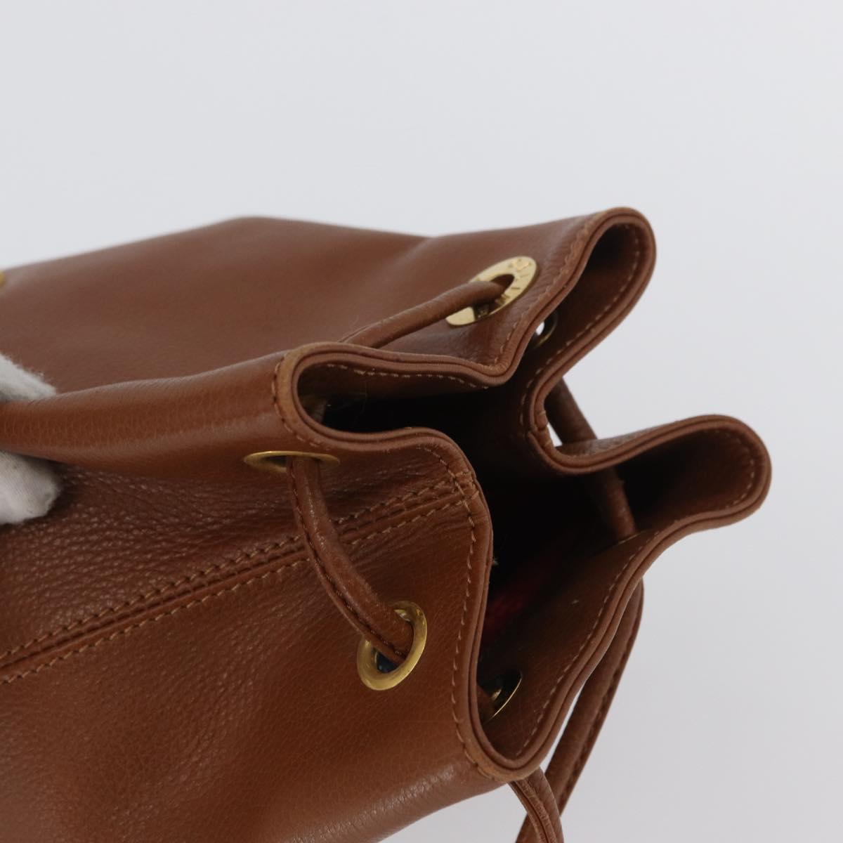 CELINE Body Bag Leather Brown Gold Auth bs33578