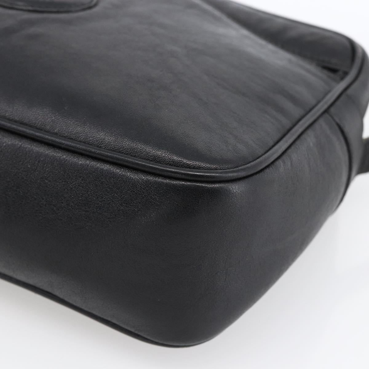 CELINE Shoulder Bag Leather Black Gold Auth bs33579