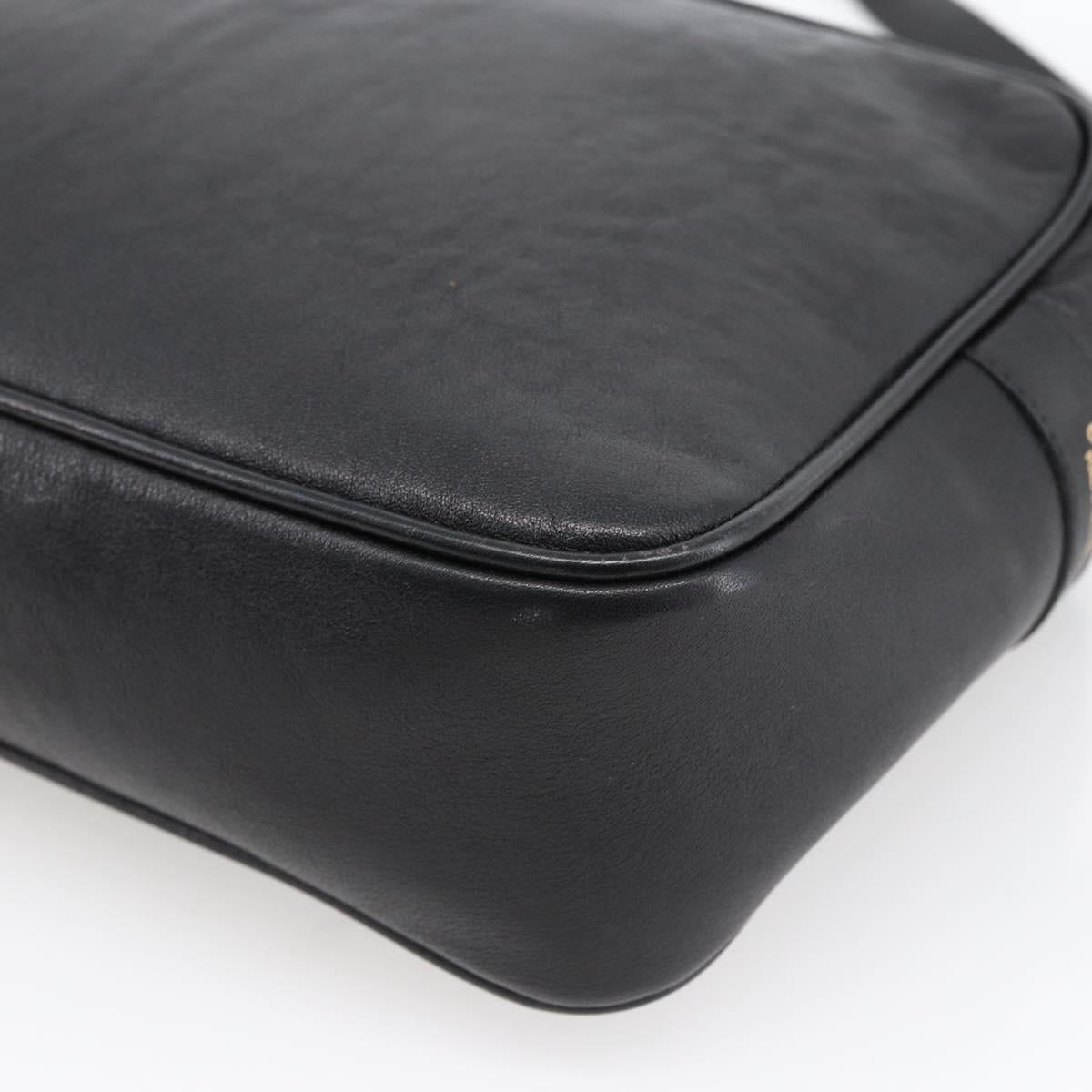 CELINE Shoulder Bag Leather Black Gold Auth bs33579