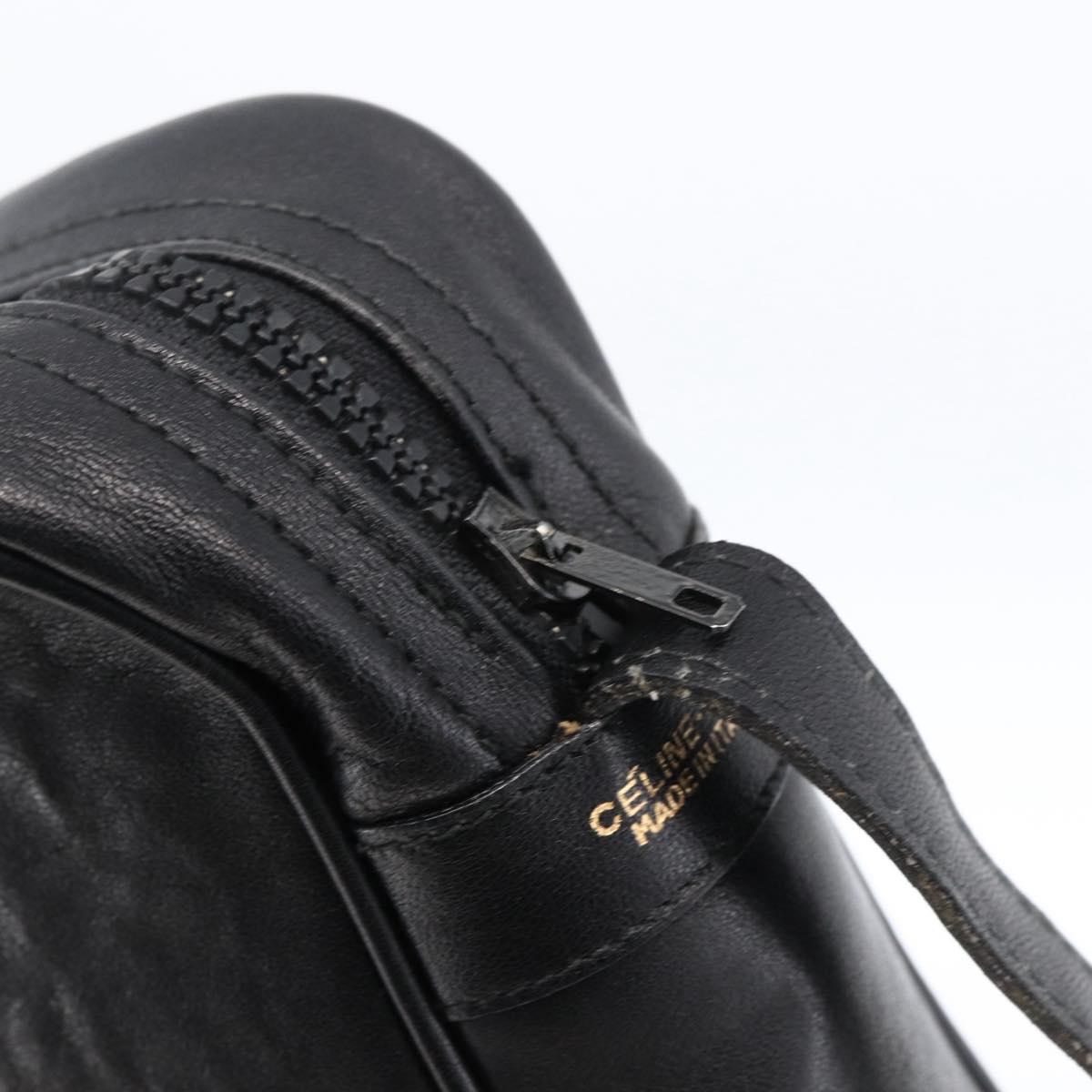 CELINE Shoulder Bag Leather Black Gold Auth bs33579