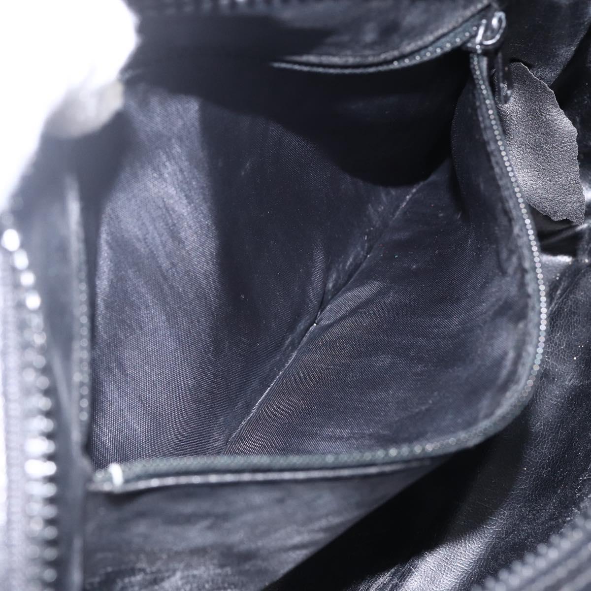 CELINE Shoulder Bag Leather Black Gold Auth bs33579