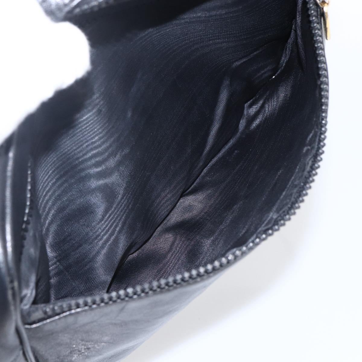 CELINE Shoulder Bag Leather Black Gold Auth bs33579