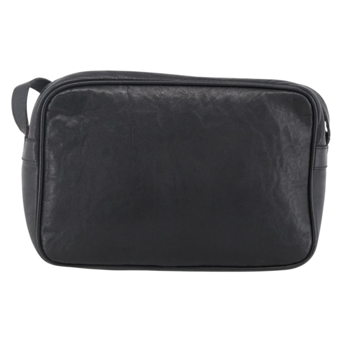 CELINE Shoulder Bag Leather Black Gold Auth bs33579