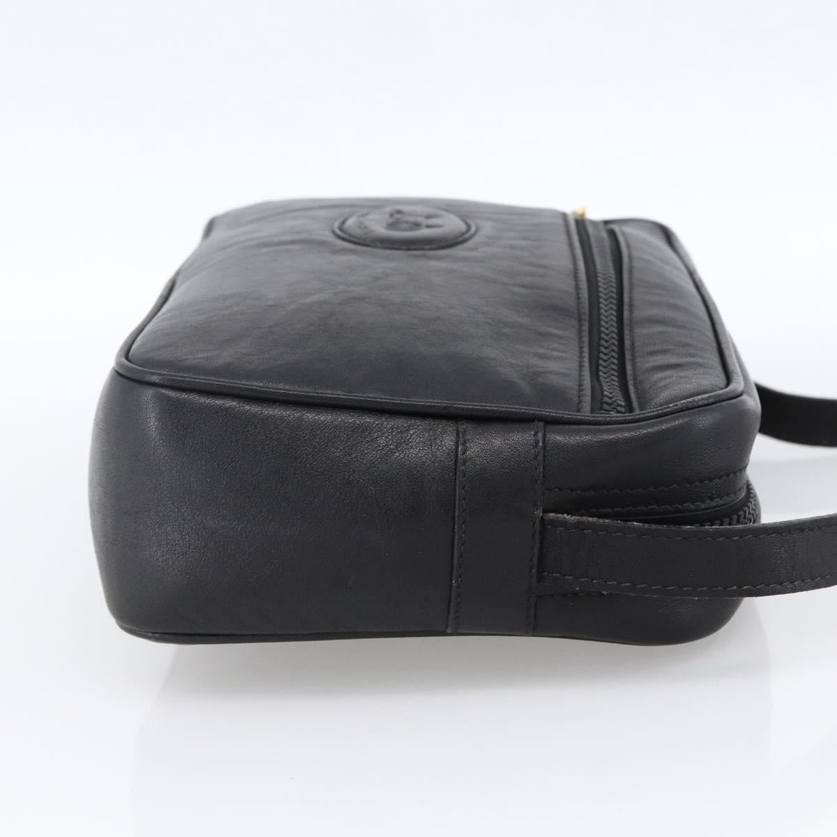 CELINE Shoulder Bag Leather Black Gold Auth bs33579