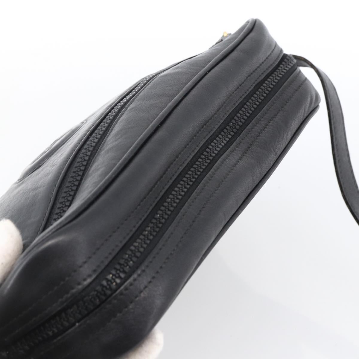 CELINE Shoulder Bag Leather Black Gold Auth bs33579