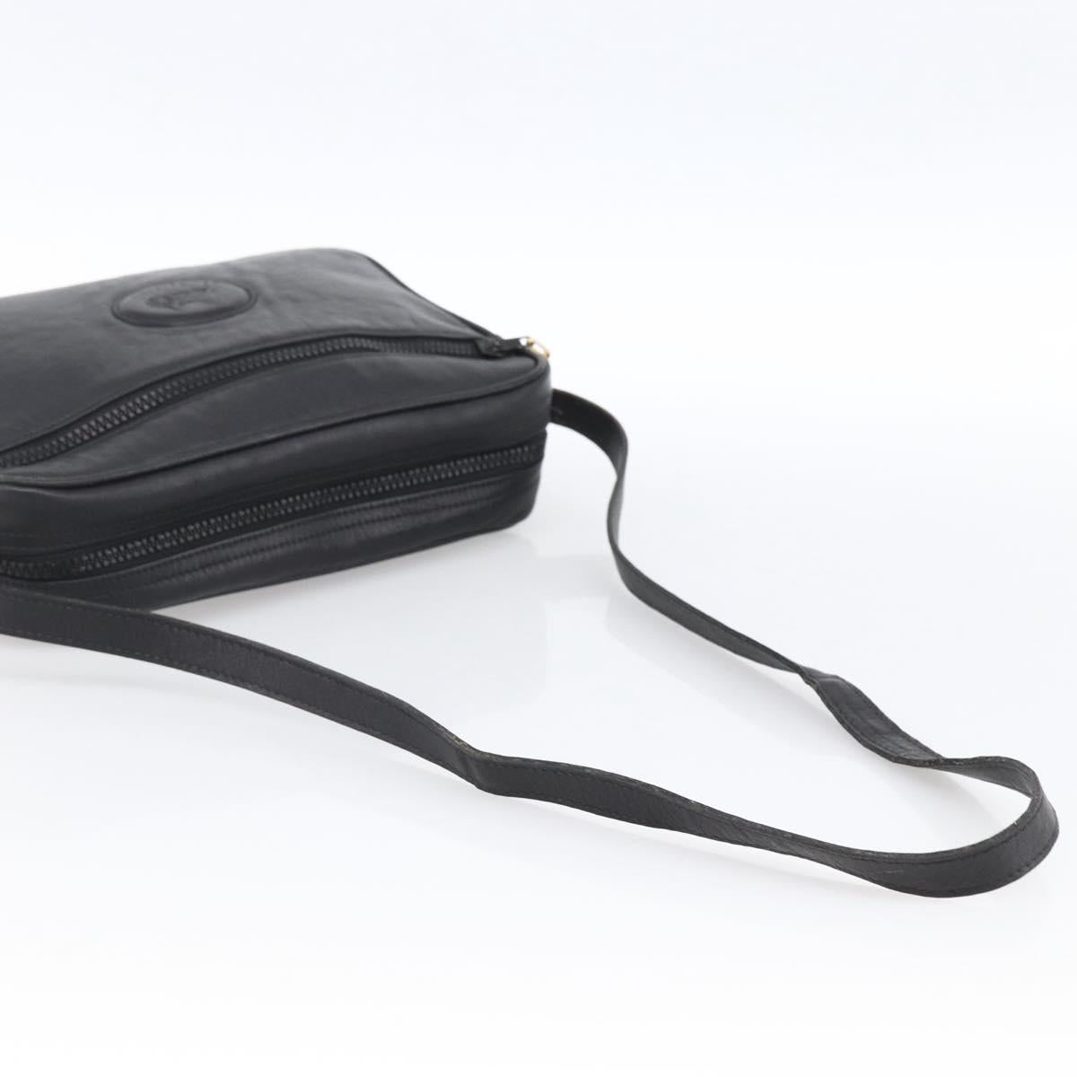 CELINE Shoulder Bag Leather Black Gold Auth bs33579