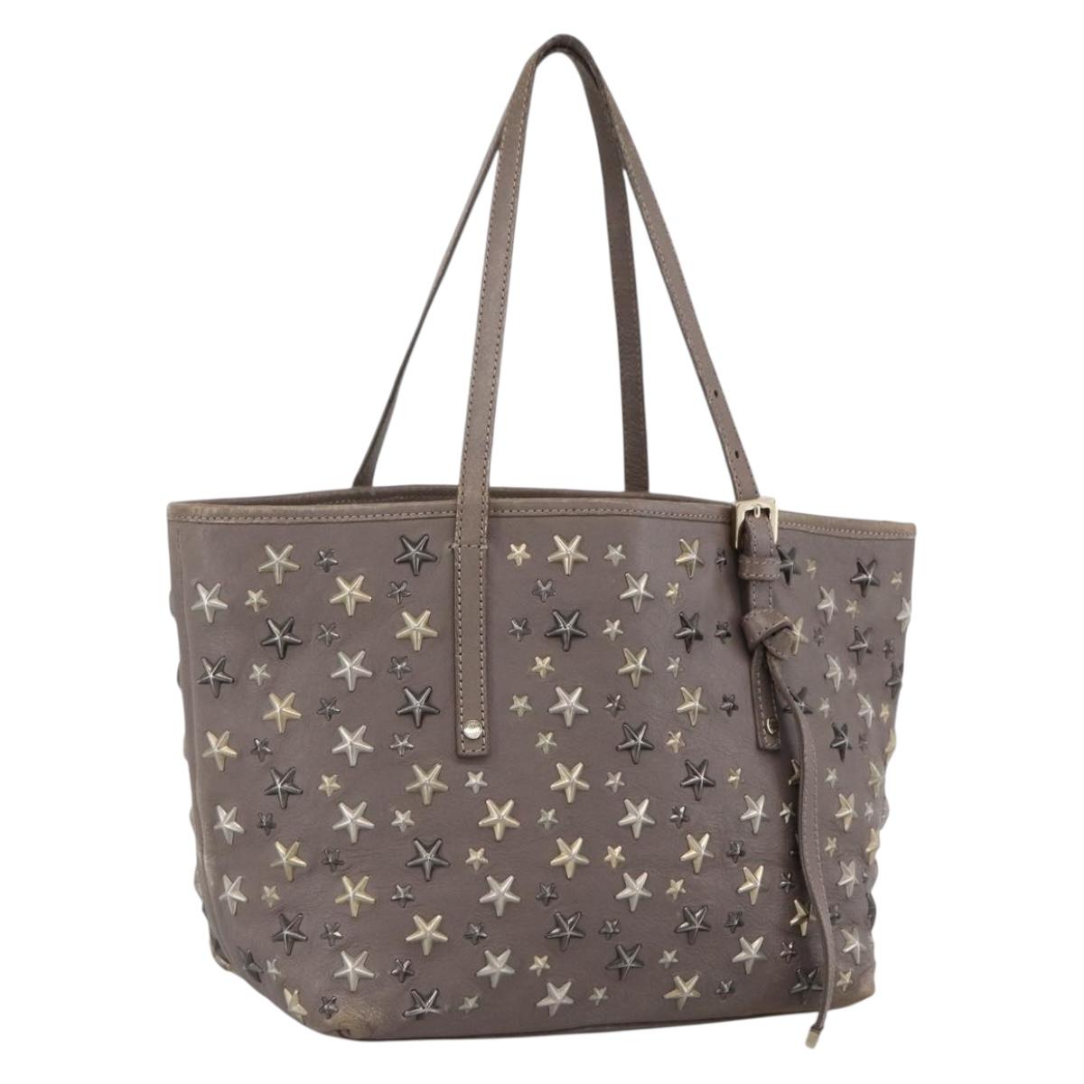Jimmy Choo Tote Bag Leather Gray Auth bs33580