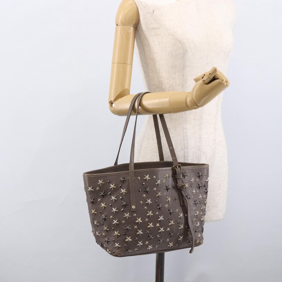 Jimmy Choo Tote Bag Leather Gray Auth bs33580