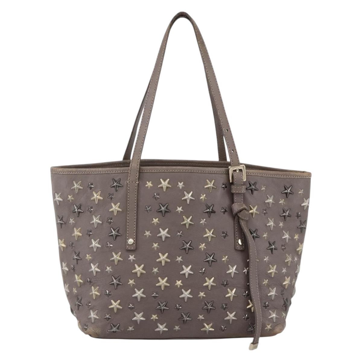 Jimmy Choo Tote Bag Leather Gray Auth bs33580
