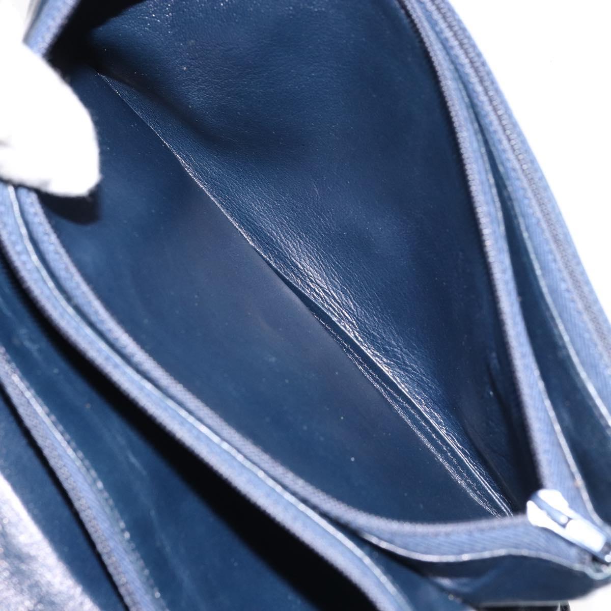 CELINE C Macadam Canvas Shoulder Bag Navy Gold Auth bs33582