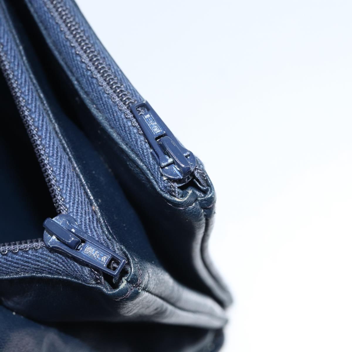 CELINE C Macadam Canvas Shoulder Bag Navy Gold Auth bs33582