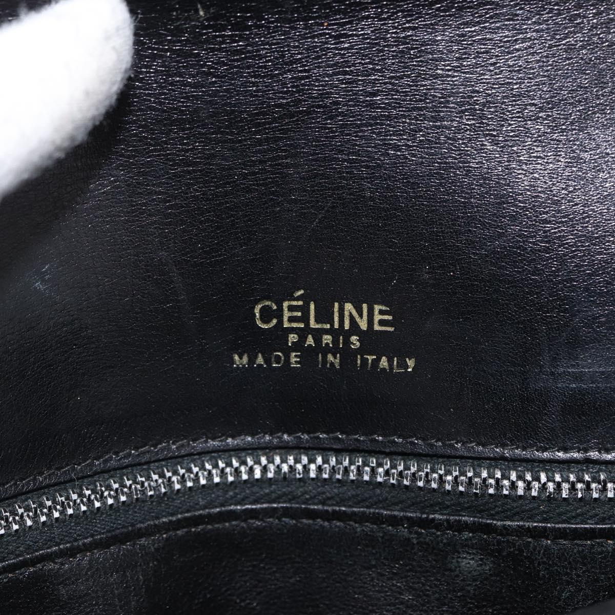 CELINE Horse Carriage Shoulder Bag Leather Black Gold Auth bs33584