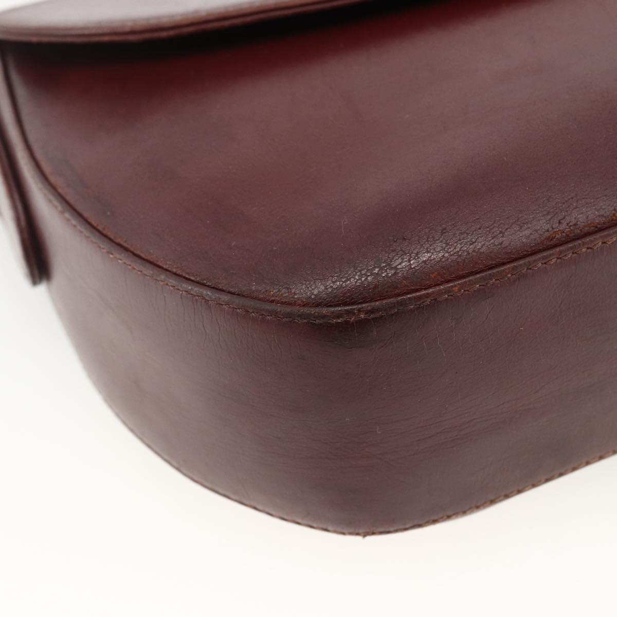 CARTIER Must Line Shoulder Bag Leather Bordeaux Gold Auth bs33585