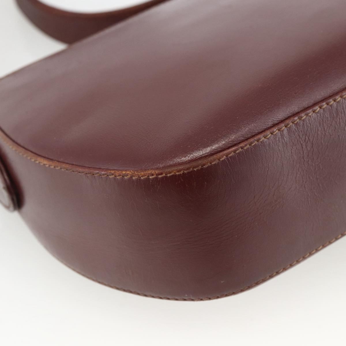 CARTIER Must Line Shoulder Bag Leather Bordeaux Gold Auth bs33585