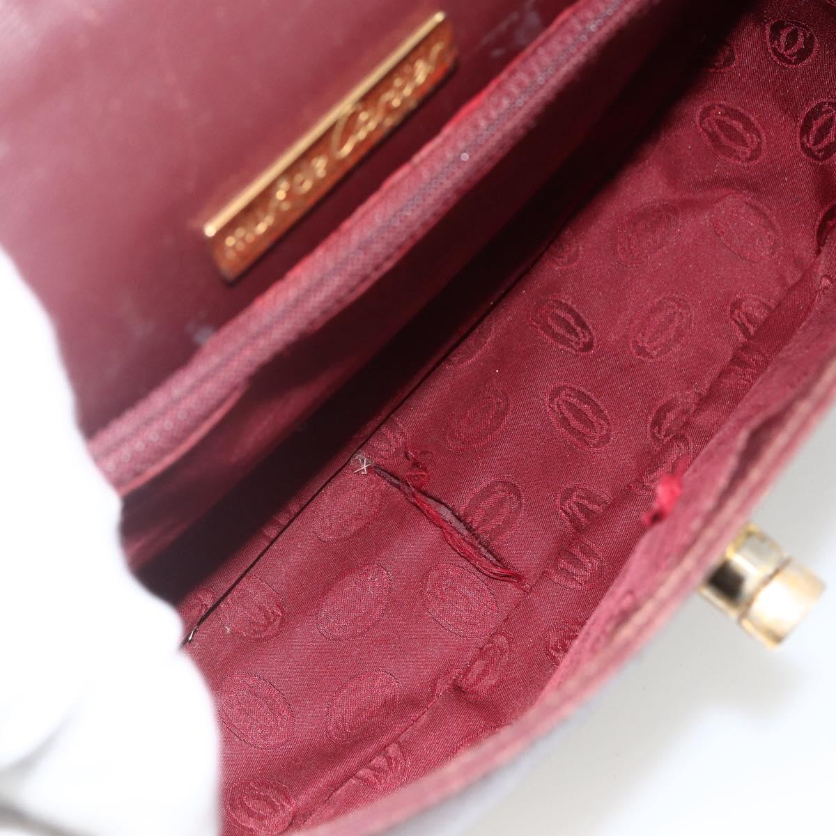 CARTIER Must Line Shoulder Bag Leather Bordeaux Gold Auth bs33585