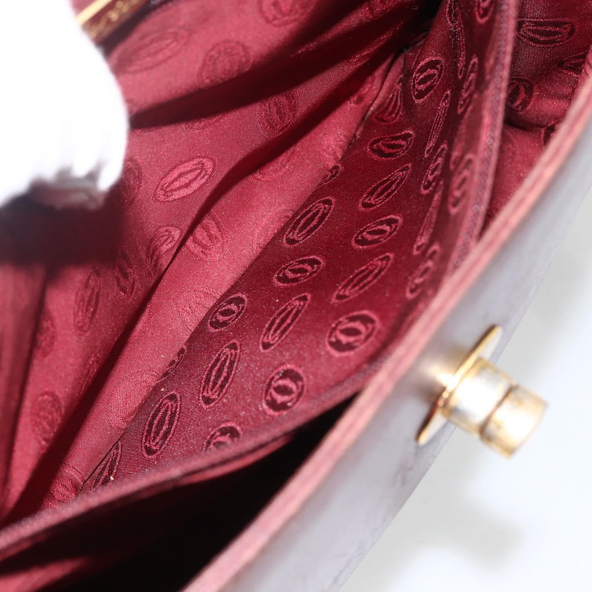 CARTIER Must Line Shoulder Bag Leather Bordeaux Gold Auth bs33585
