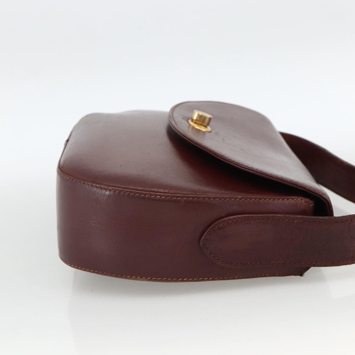 CARTIER Must Line Shoulder Bag Leather Bordeaux Gold Auth bs33585
