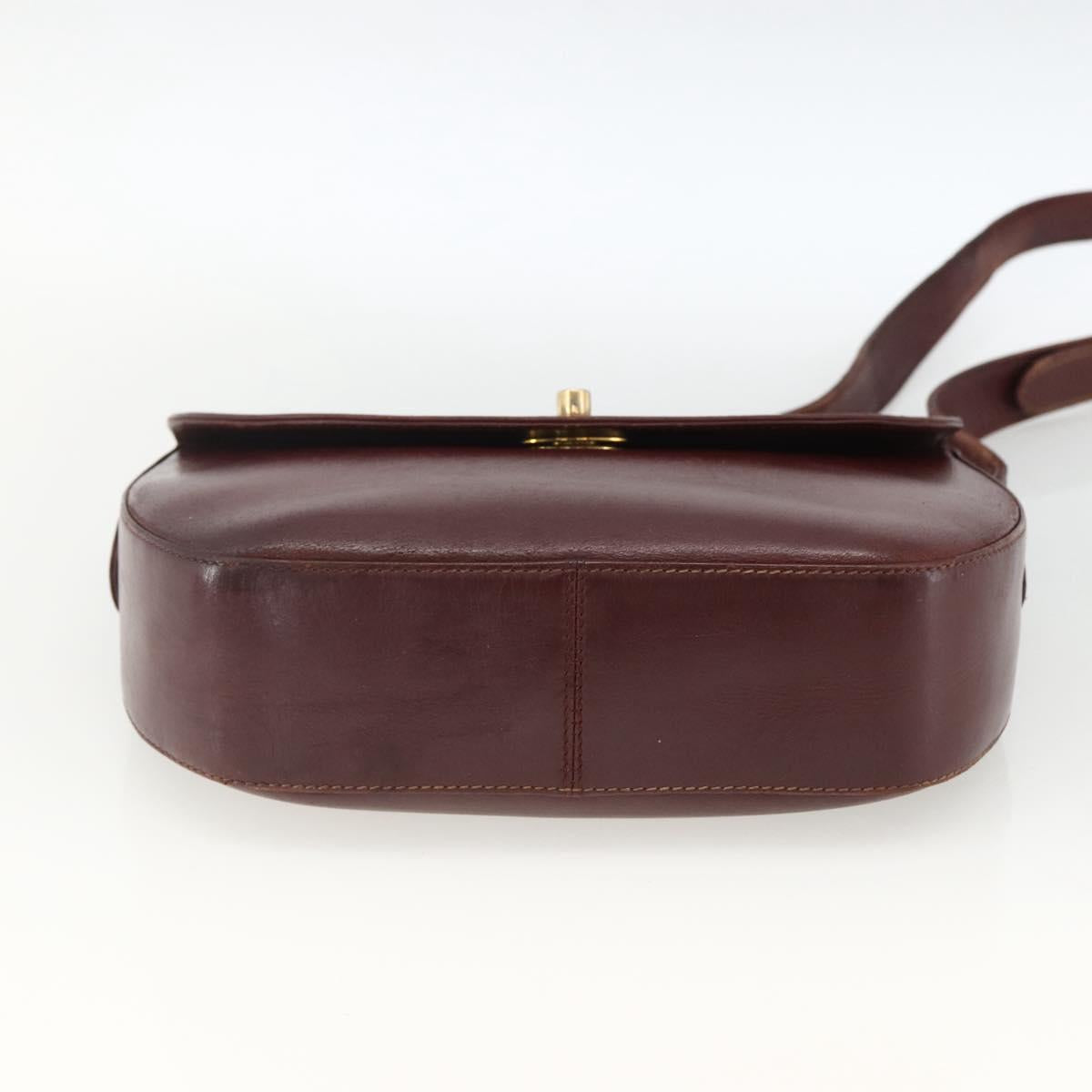 CARTIER Must Line Shoulder Bag Leather Bordeaux Gold Auth bs33585