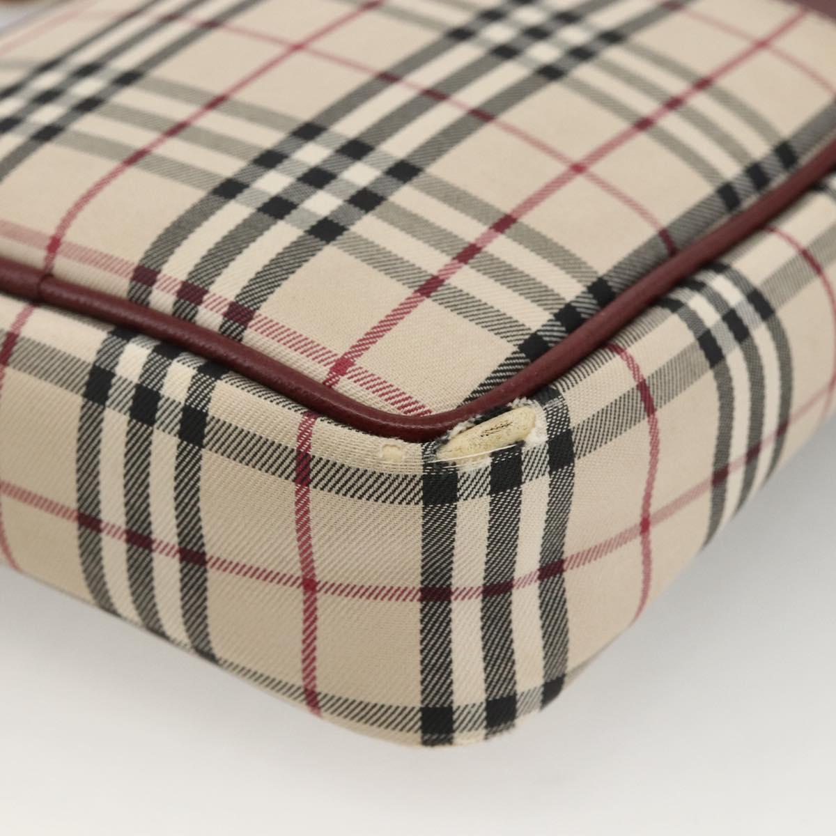 BURBERRY Nova Check Shoulder Bag Canvas Beige Gold Auth bs33586