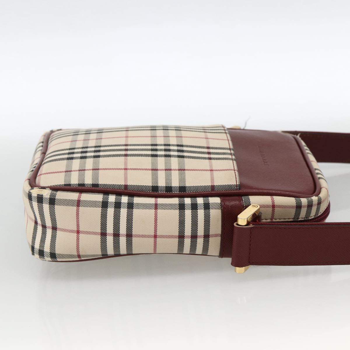 BURBERRY Nova Check Shoulder Bag Canvas Beige Gold Auth bs33586