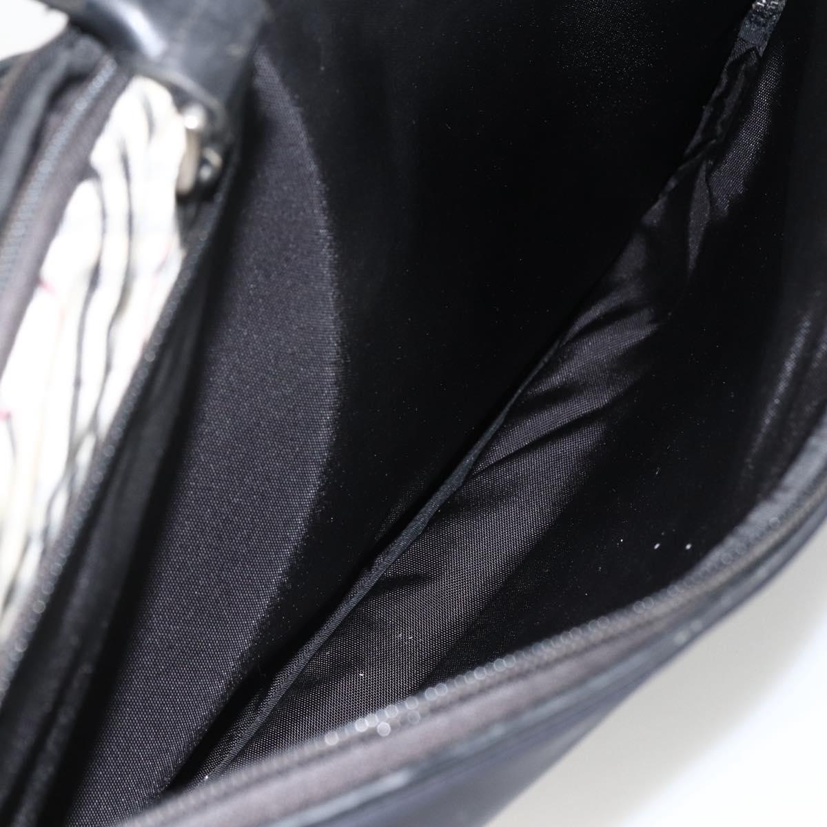 BURBERRY Nova Check Black label Hand Bag Nylon Silver Black Auth bs33588