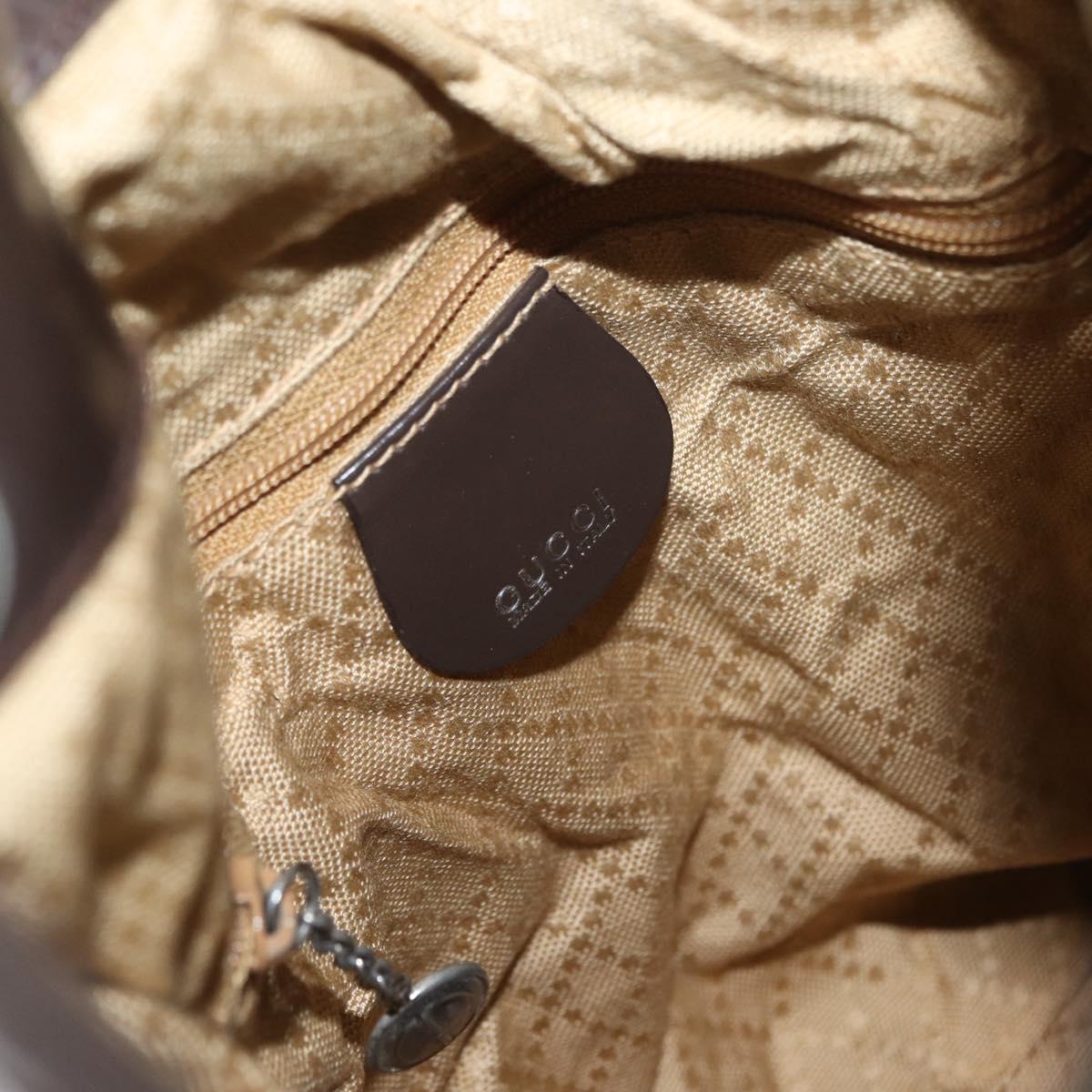 GUCCI Bamboo Hand Bag Nylon Khaki Silver 001 3754 1657 Auth bs33590