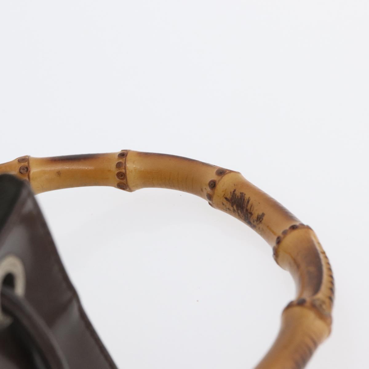 GUCCI Bamboo Hand Bag Nylon Khaki Silver 001 3754 1657 Auth bs33590