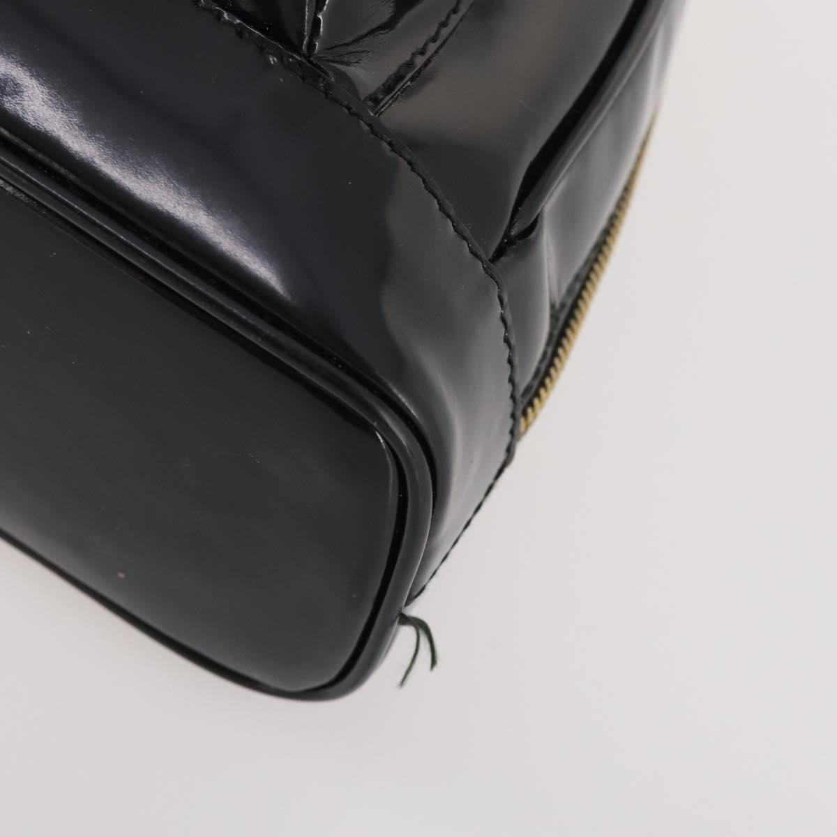 GUCCI Bamboo Body Bag Patent leather Black Gold Auth bs33591
