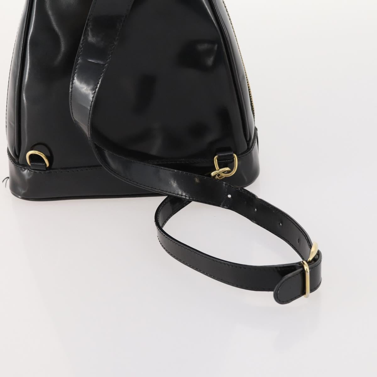 GUCCI Bamboo Body Bag Patent leather Black Gold Auth bs33591