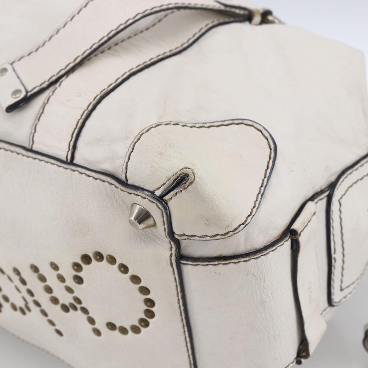 Chloe Hand Bag Leather White Silver Auth bs33592